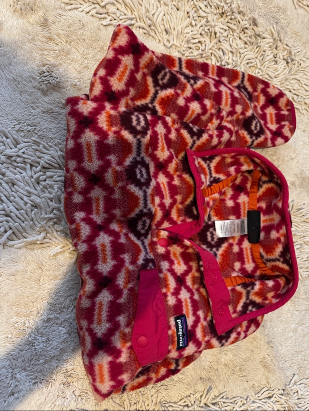 Patagonia Pink Orange Multicolor Fleece Sweater